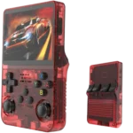 R36S Handheld Video Game Console Transparent Red